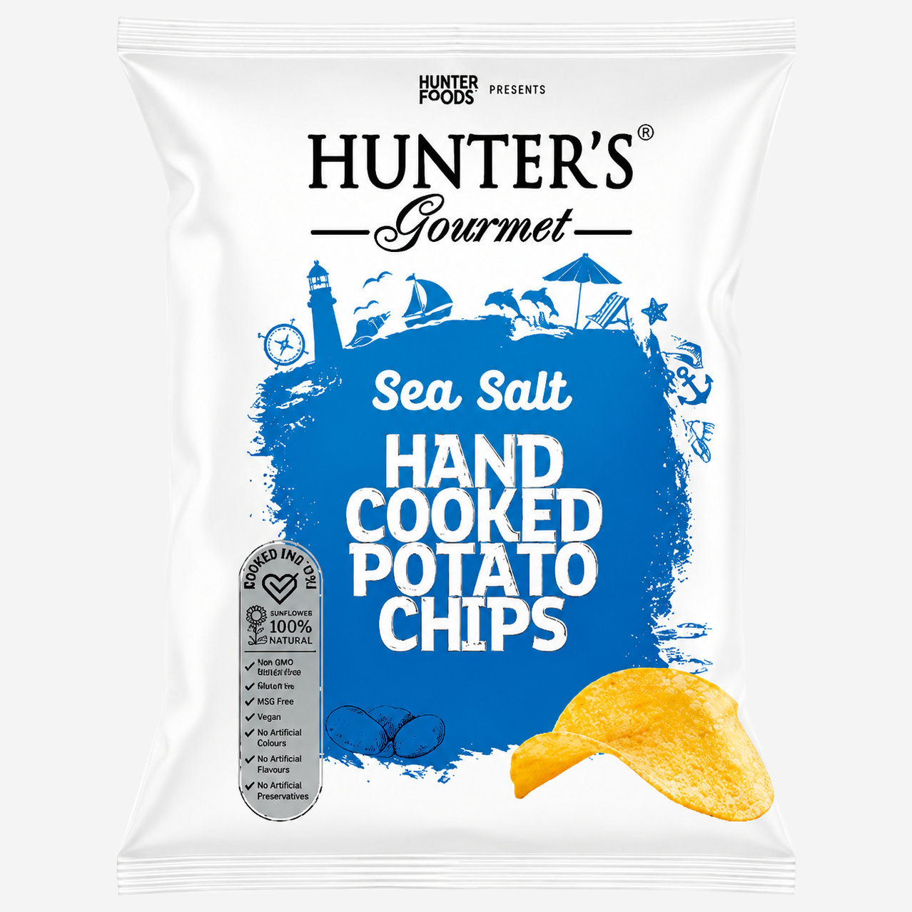Hunter's Hand Cooked Potato Chips Sea Salt 125g